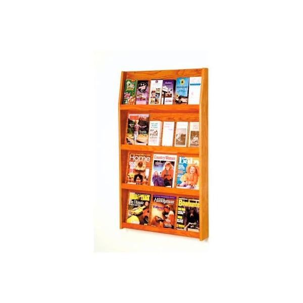 Wooden Mallet 12 Magazine/24 Brochure Wall Display - Medium Oak LD49-24MO - main